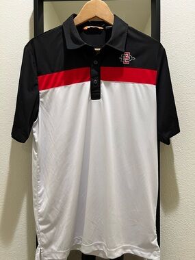 Cutter & Buck SDSU Black/Red/White Performance Polo